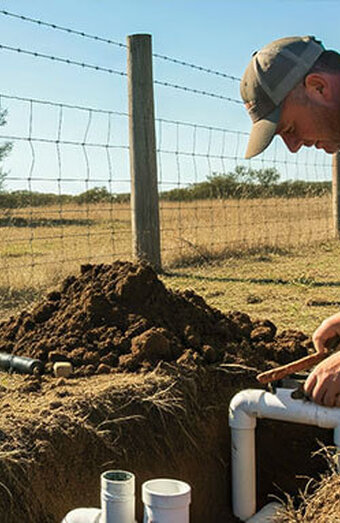Plumber Connecting Pipe Trench
